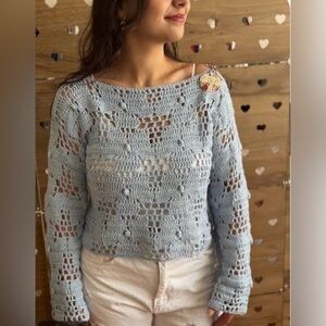 Crochet Floral Net Sweater